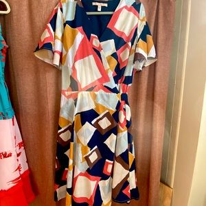 Colorful, patterned wrap dress from Anthropologie